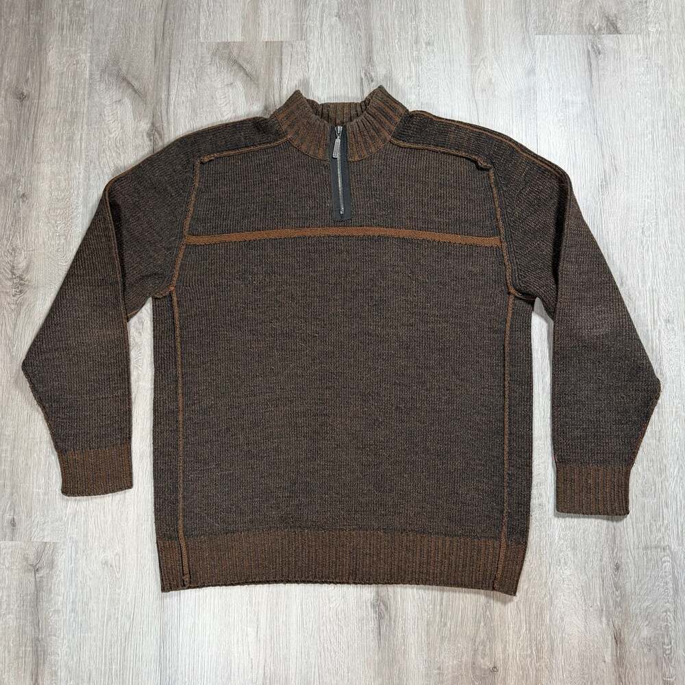 Point Zero Men's Half-Zip Mock Neck Ribbed Knit Sweater XL Y2K